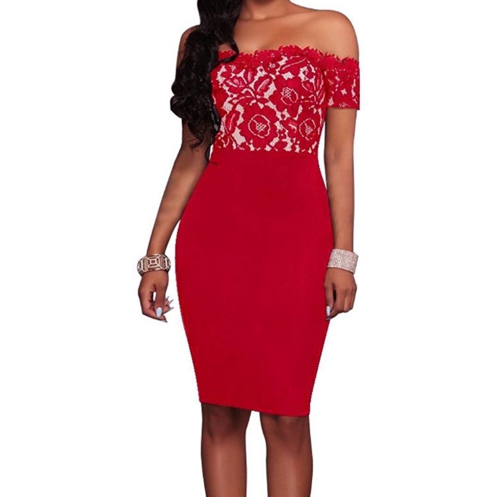 Lace off the shoulder dress